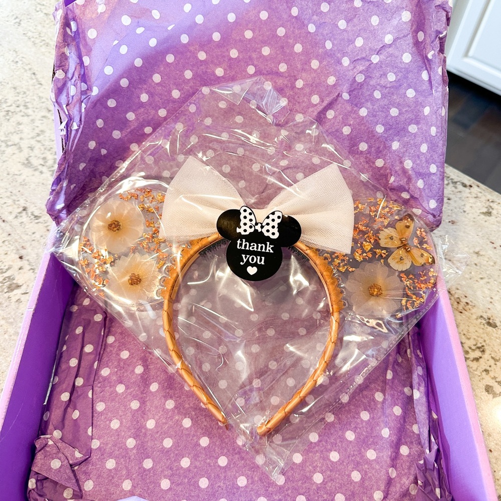 Floral Mouse Ears Headband with Bow